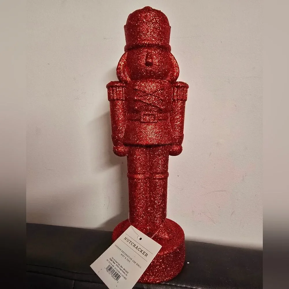 New Target 2024 Red Glittered Christmas Decorative Nutcracker, 11.5 in H